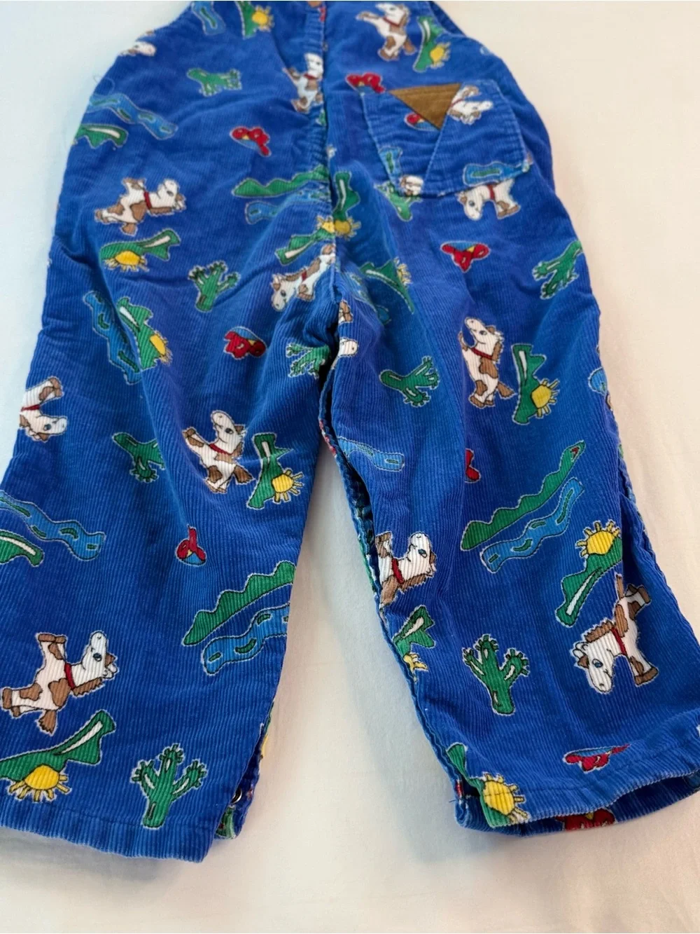 Vintage OshKosh B'gosh Blue Corduroy Overalls with Animal Print-Cowboy